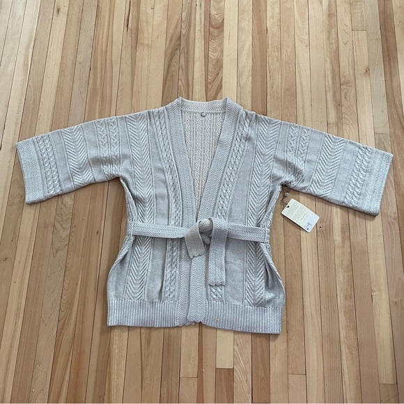 NWOT Margaret O’Leary Silver Accent Belted Knit Cardigan - Sz M - Picture 3 of 12